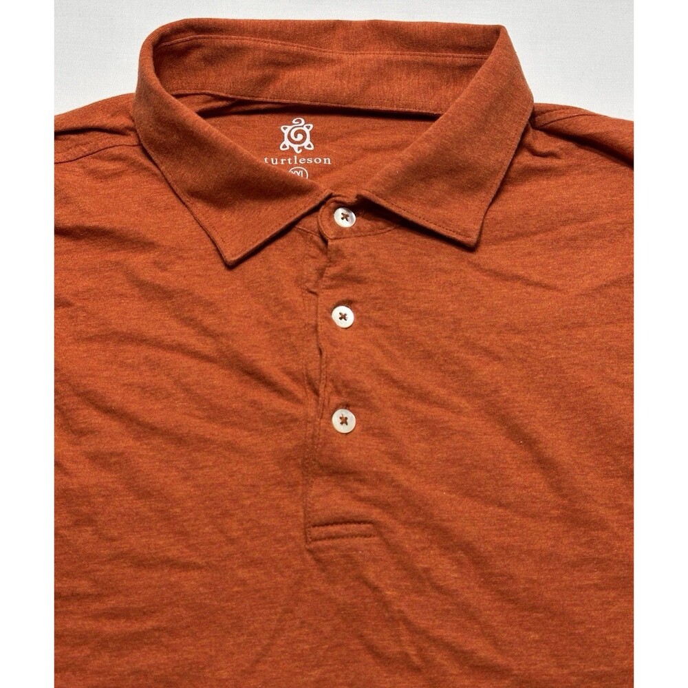 Turtleson Sunday Golf Polo Shirt Mens XXL 2XL Orange Performance Preppy Casual - Picture 2 of 9